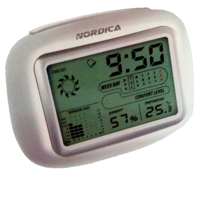 Termometre-Dijital saatli ısı ve nem ölçer