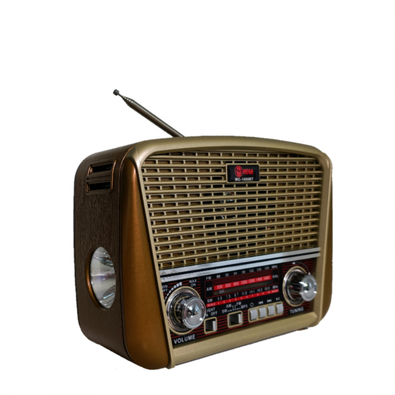 Nostaljik Görünümlü Radyo - Mega Bluetooth Radyo ve USB/TF Muzik Çalar - MG1600BT