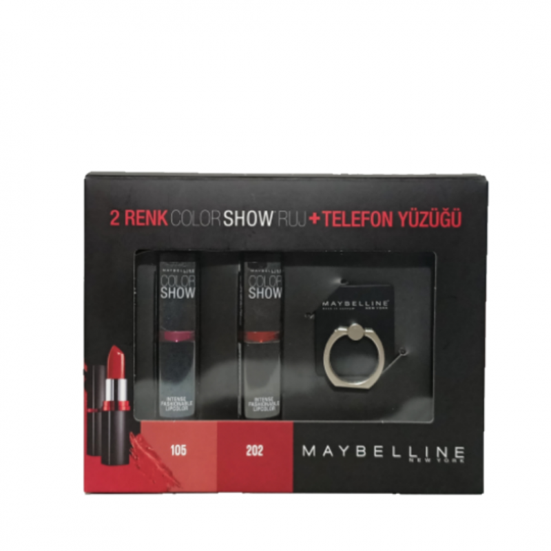 2'li ruj seti-telefon yüzüğü hediyeli-Maybelline New York Color Show