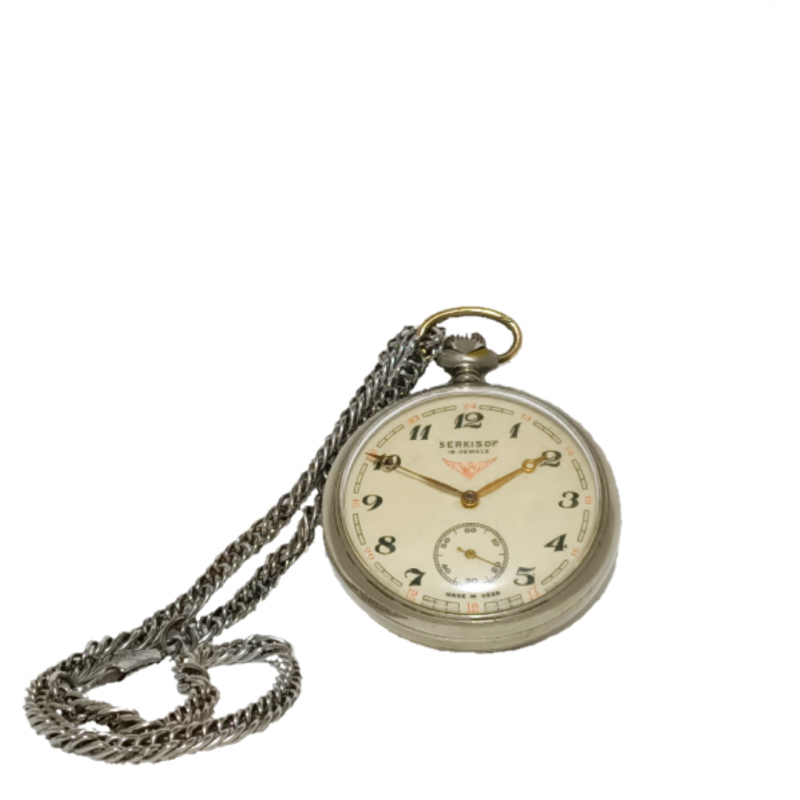 hediye işbirliği yapmak yüzey  Antika köstekli cep saati-Serkisof 18 Jewels